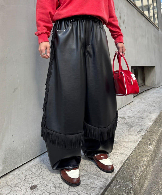 【SOUNDS GOOOOD】流蘇皮革長褲