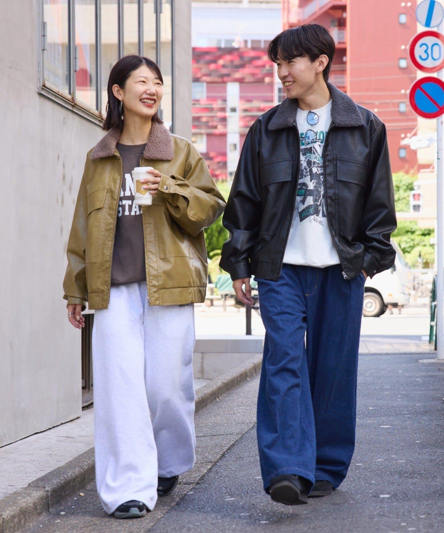 【男女同款】素皮革可拆卸羊羔絨領夾克