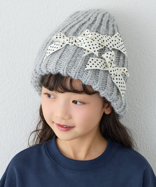 【KIDS】蝴蝶結針織帽