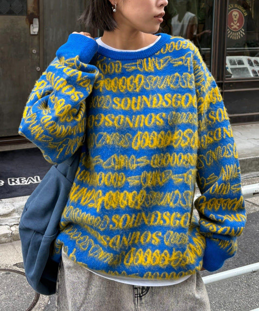 【SOUNDS GOOOOD】標誌絨毛針織衫