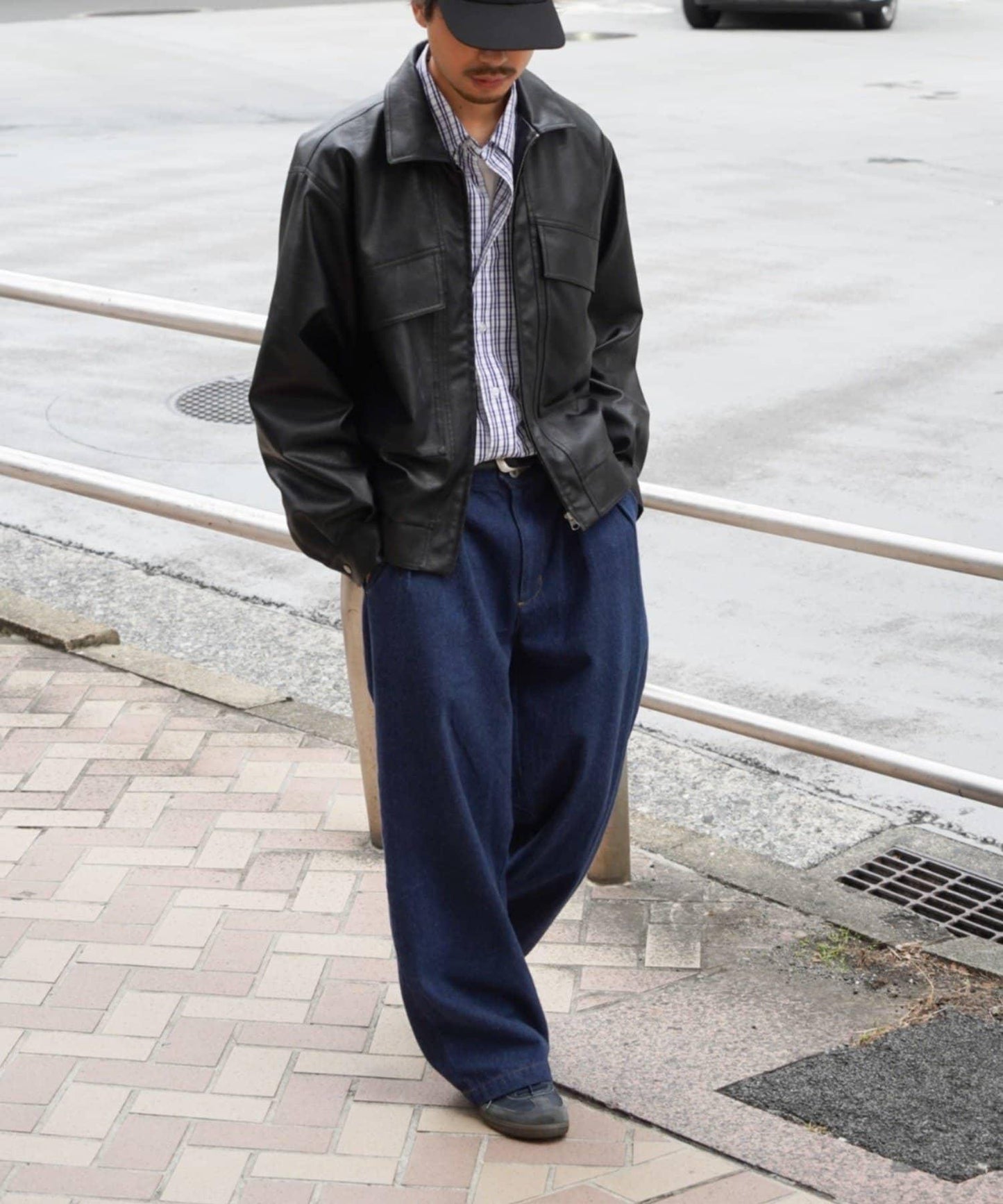 【男女同款】素皮革可拆卸羊羔絨領夾克