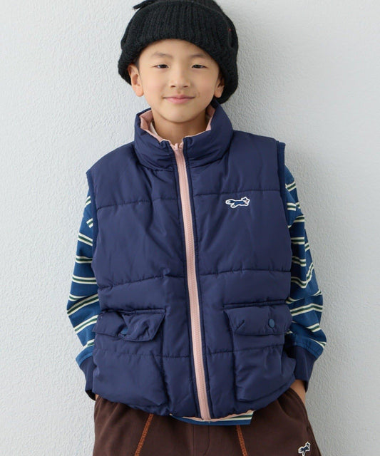 【KIDS】【FOX×TYPY】可雙面穿拼色抓絨加棉馬甲