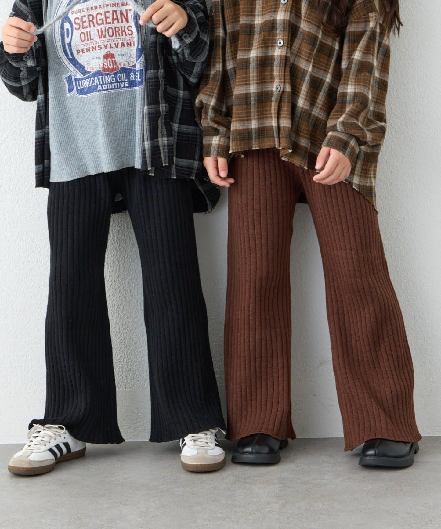 【KIDS】【有青少年尺碼】【舒適・可機洗】羅紋針織微喇叭褲