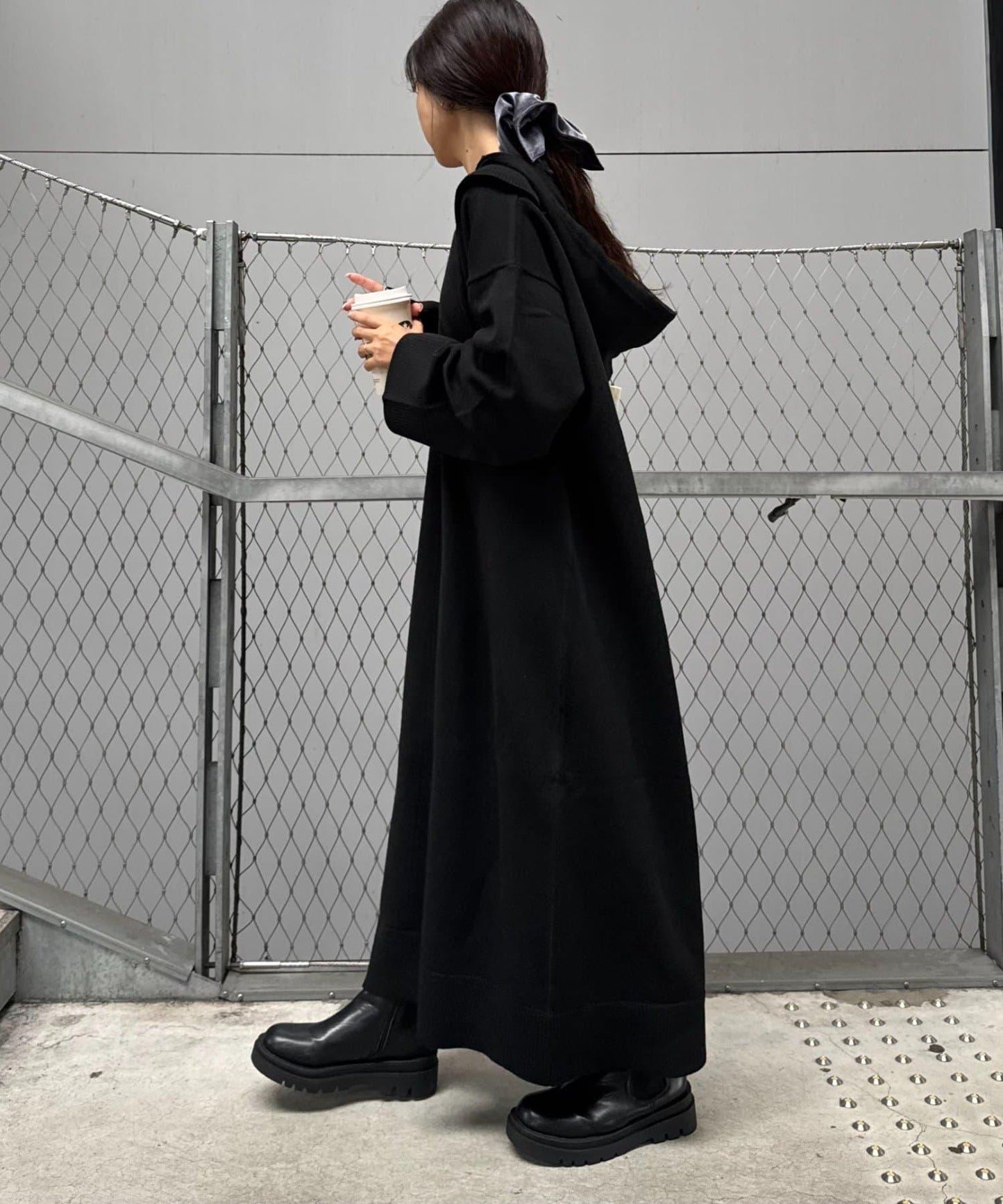 【willow】針織連帽開襟連衣裙
