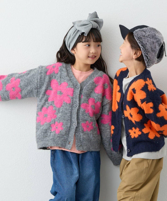 【KIDS】【有大童尺碼】全印花花卉針織開衫