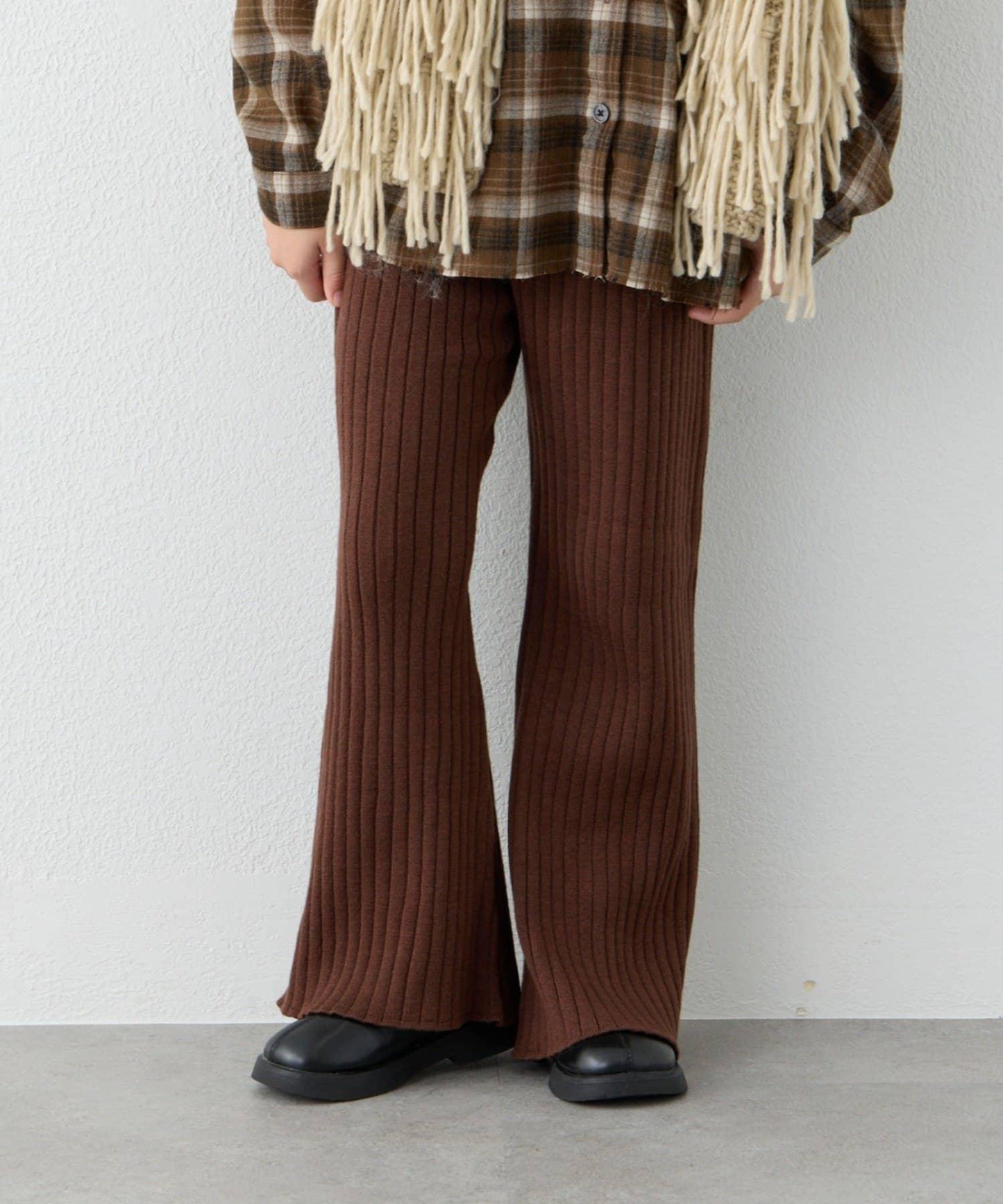 【KIDS】【有青少年尺碼】【舒適・可機洗】羅紋針織微喇叭褲