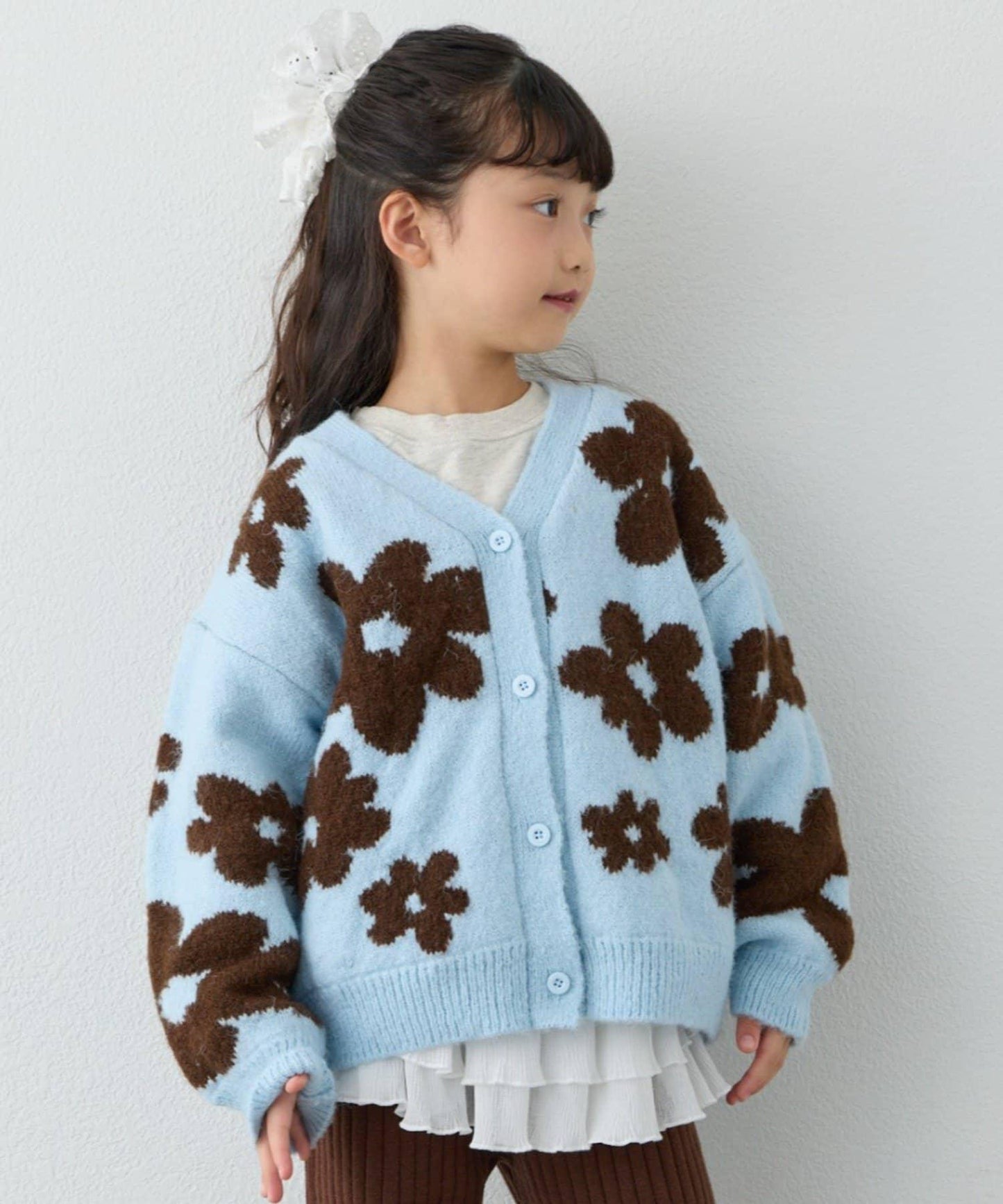 【KIDS】【有大童尺碼】全印花花卉針織開衫