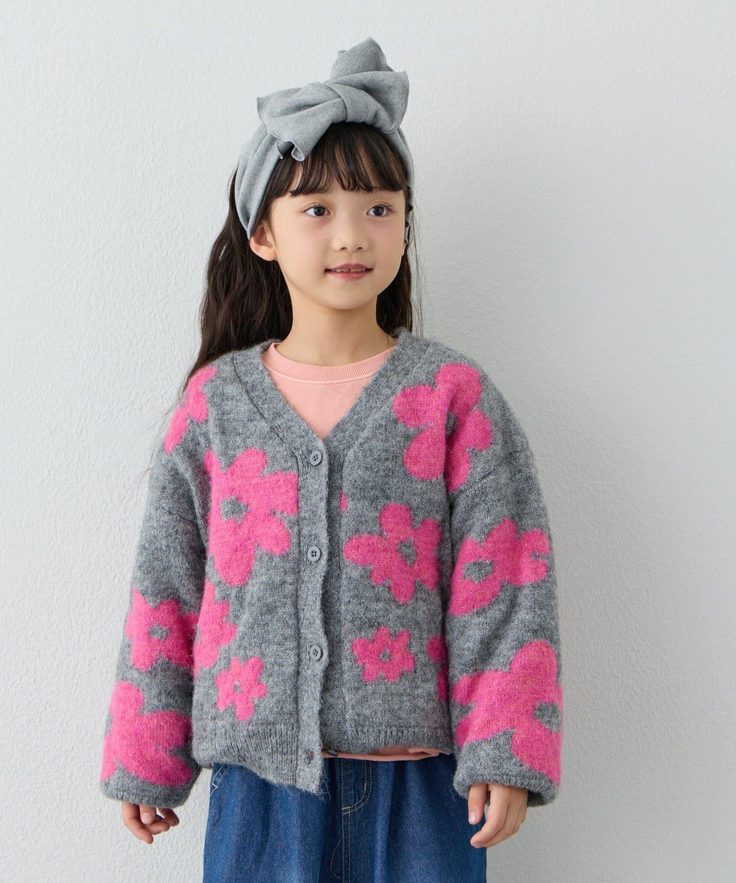 【KIDS】【有大童尺碼】全印花花卉針織開衫