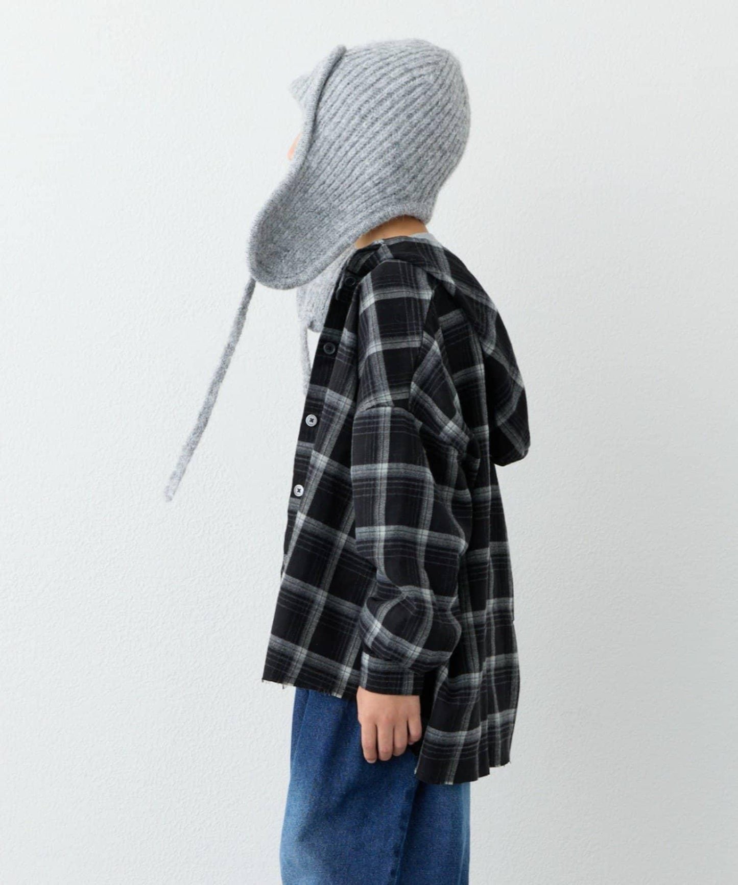 【KIDS】【有青少年尺碼】毛邊微絨格子連帽襯衫