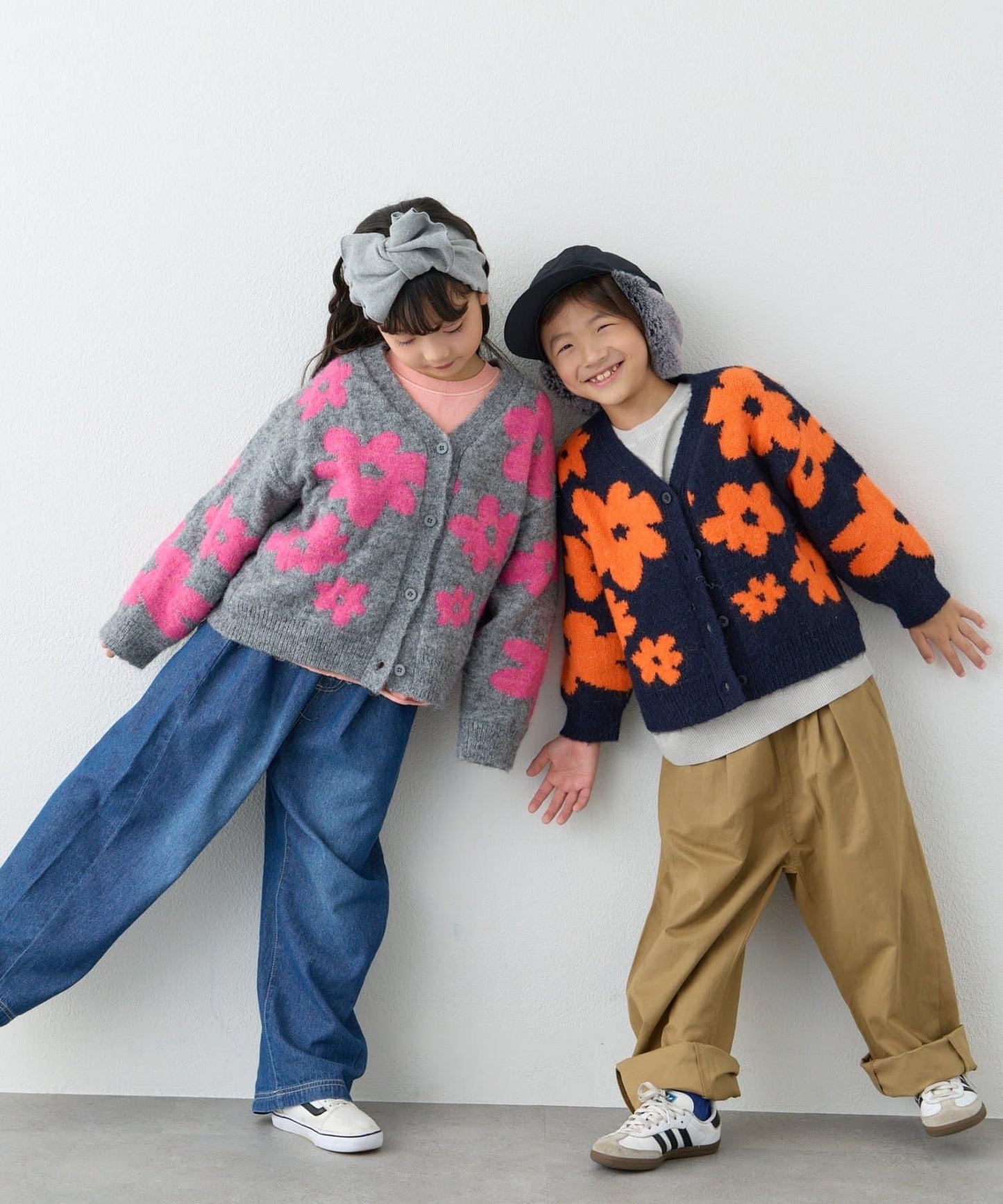 【KIDS】【有大童尺碼】全印花花卉針織開衫