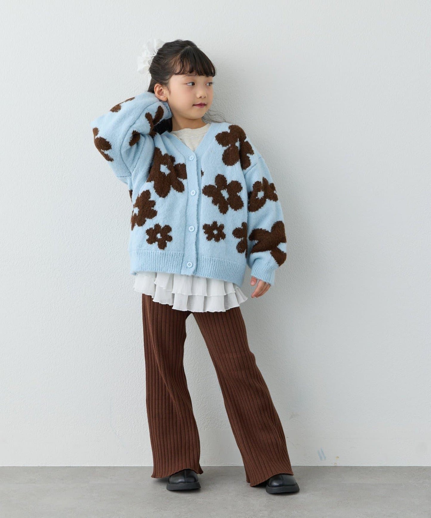 【KIDS】【有大童尺碼】全印花花卉針織開衫