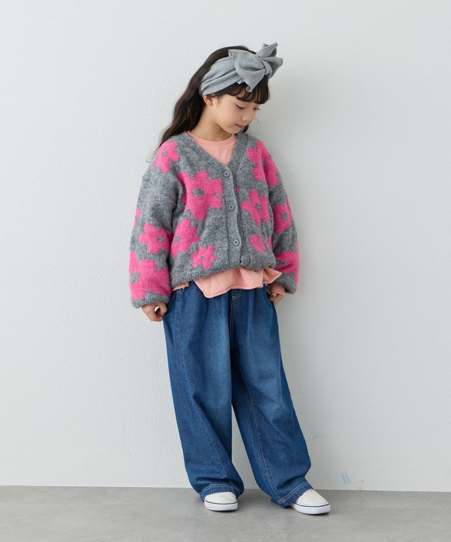 【KIDS】【有大童尺碼】全印花花卉針織開衫