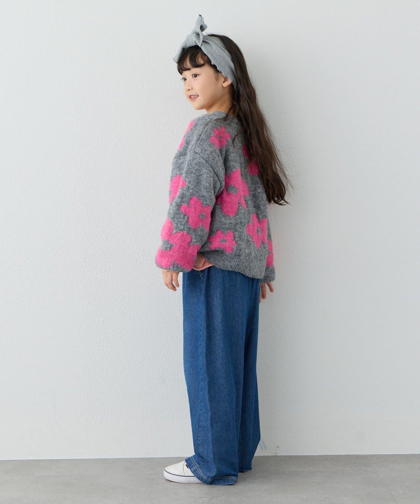 【KIDS】【有大童尺碼】全印花花卉針織開衫