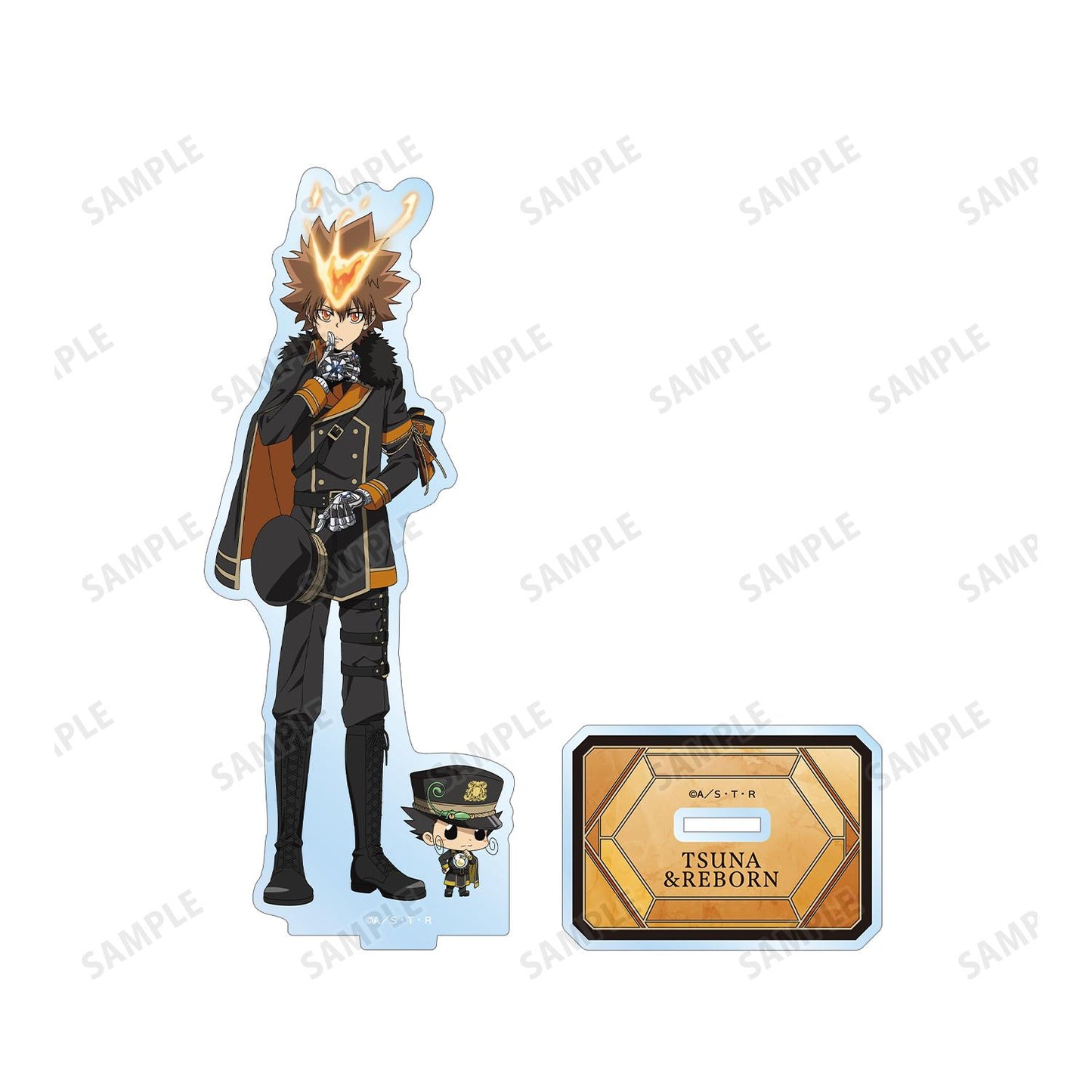 《家庭教師HITMAN REBORN!》 繪製 沢田綱吉&里包恩 黑色軍裝版 大號亞克力立牌
