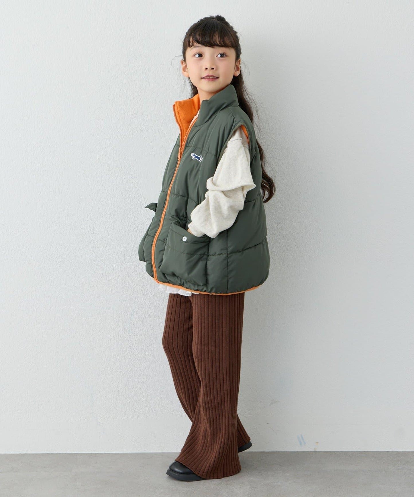 【KIDS】【FOX×TYPY】可雙面穿拼色抓絨加棉馬甲
