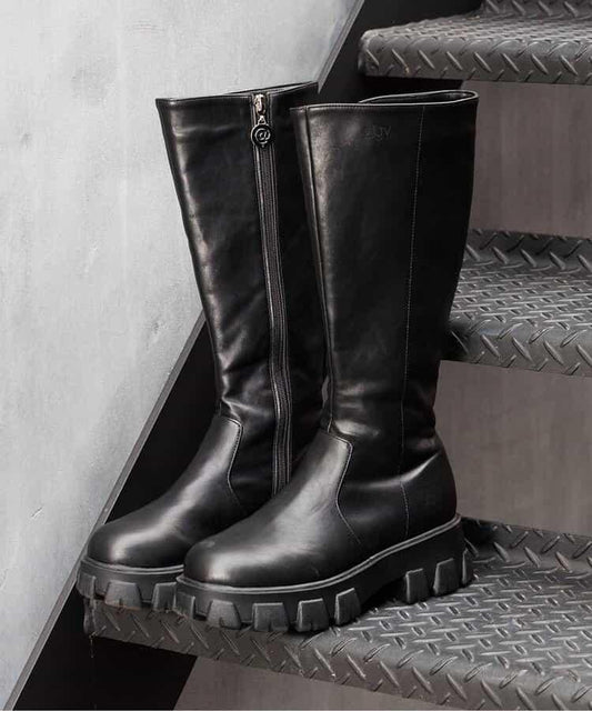 厚底長筒靴