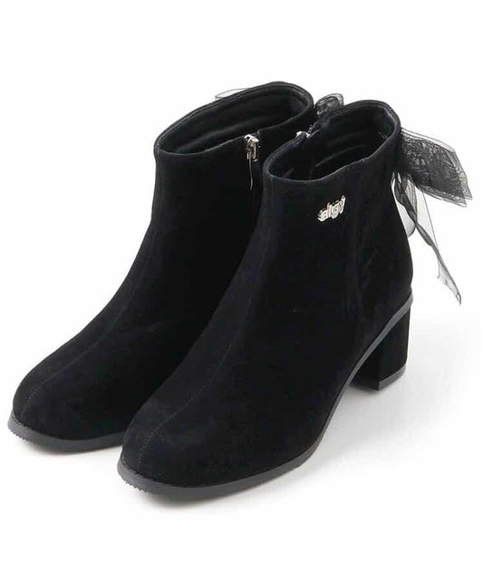 蝴蝶結裝飾絨面短靴