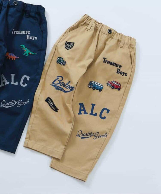 拼接徽章&刺繡長褲 10分丈