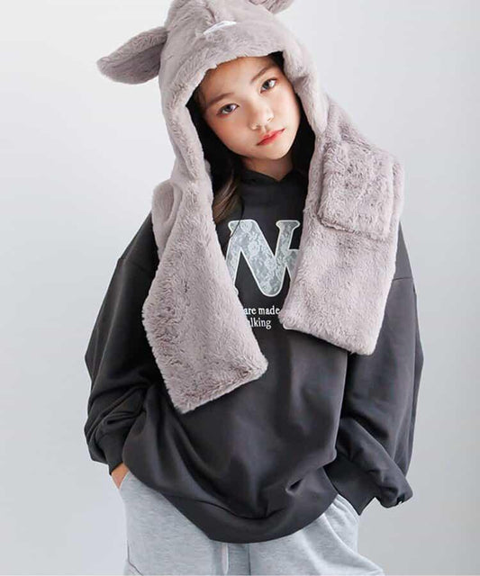 蕾絲標誌寬鬆連帽衛衣