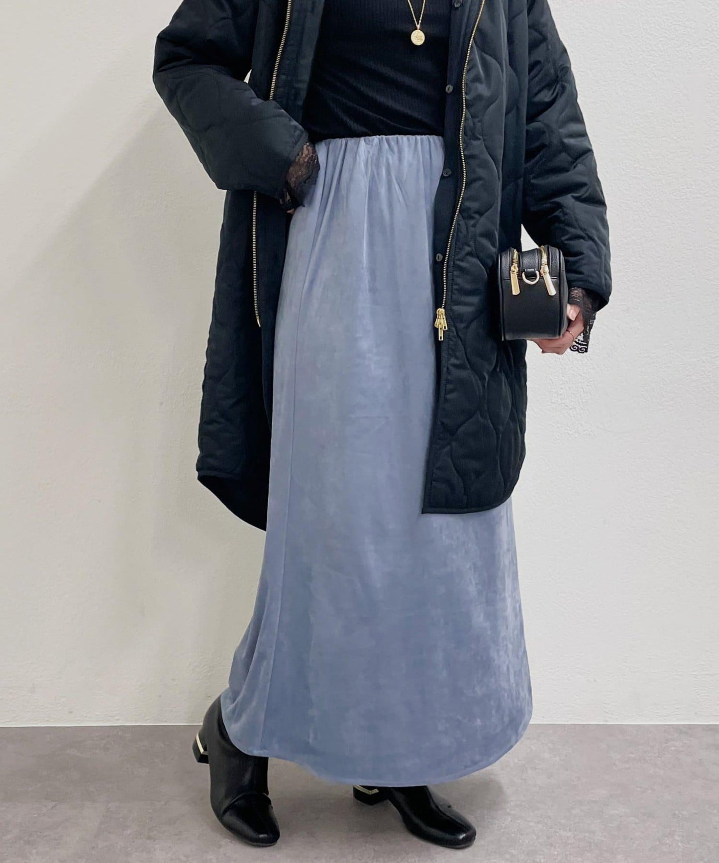 顯瘦美腿彈力麂皮喇叭裙