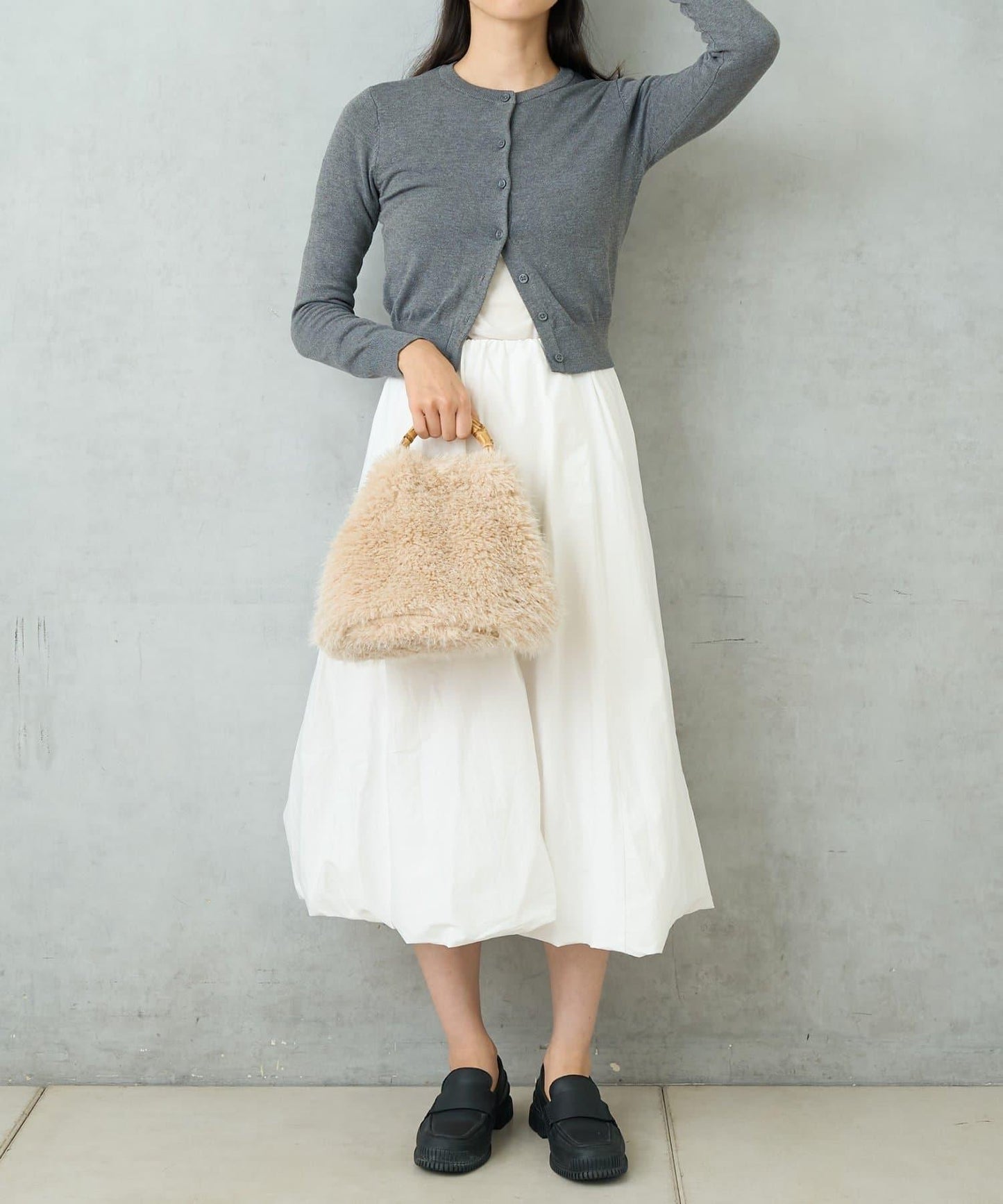FUR BAMBOO TOTE 毛絨竹柄托特包
