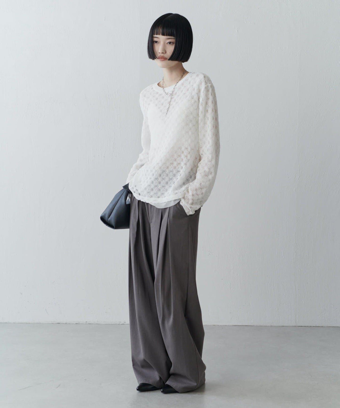 雙面可穿透視蕾絲套頭衫