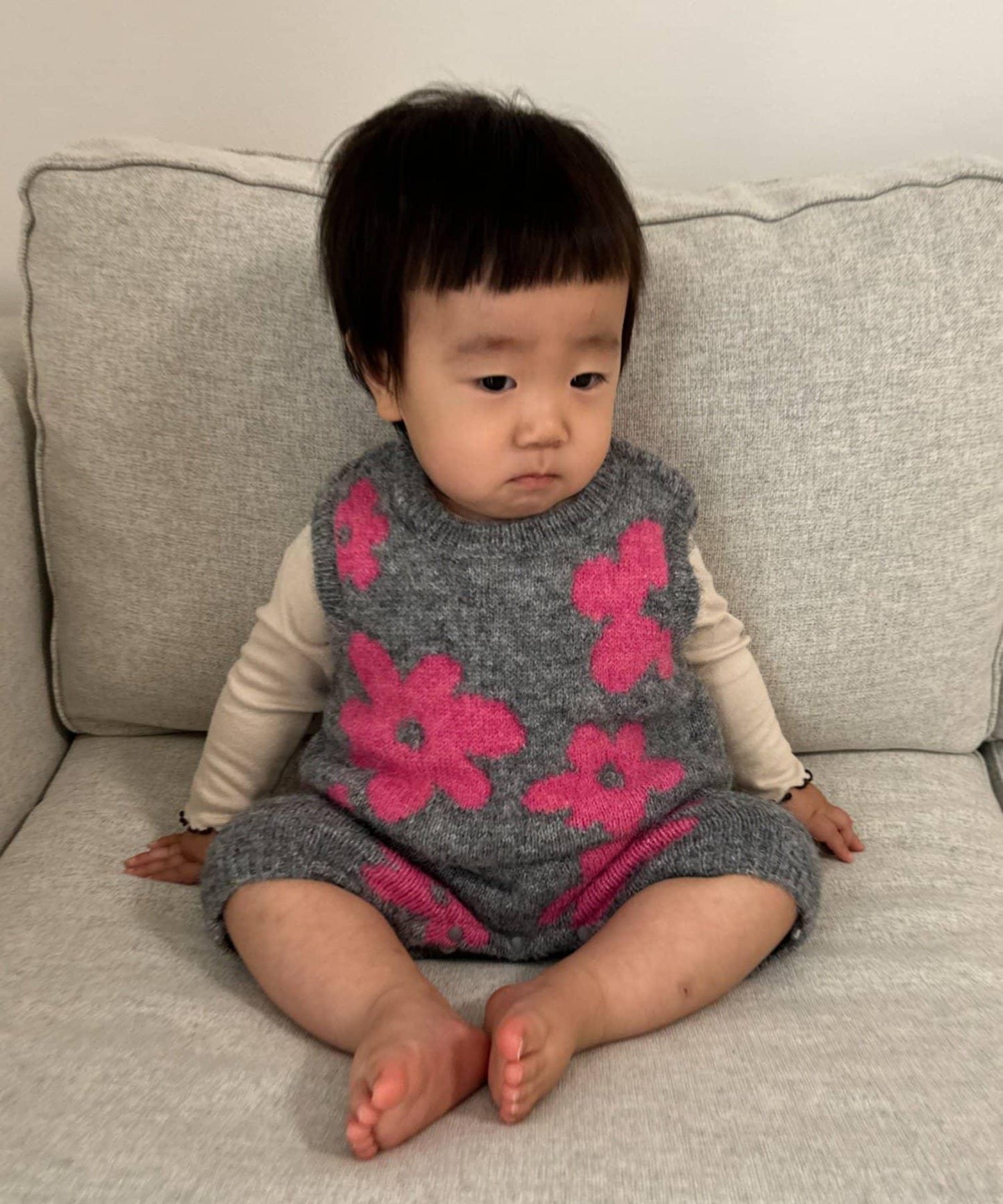 【BABY】全印花花卉針織連體衣