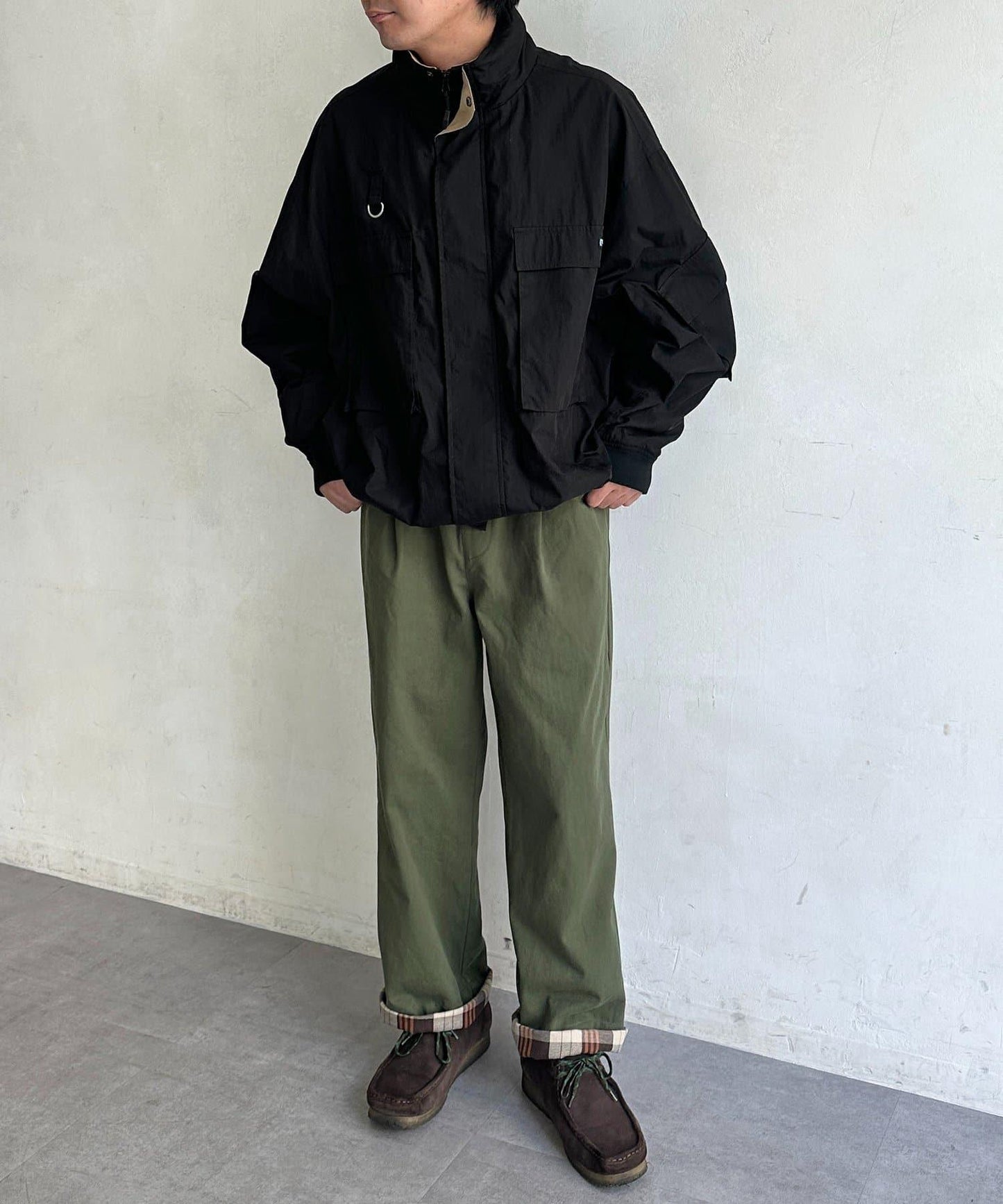 內襯格子滑板褲