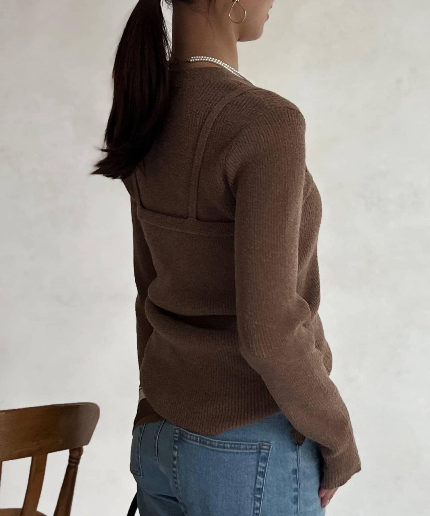 針織套頭衫×針織背心套裝