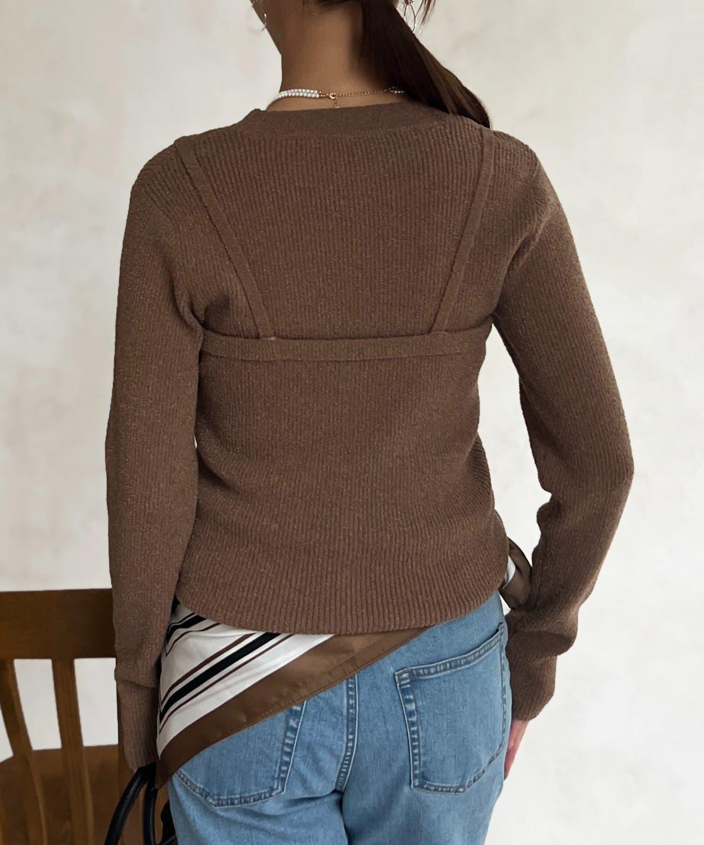 針織套頭衫×針織背心套裝