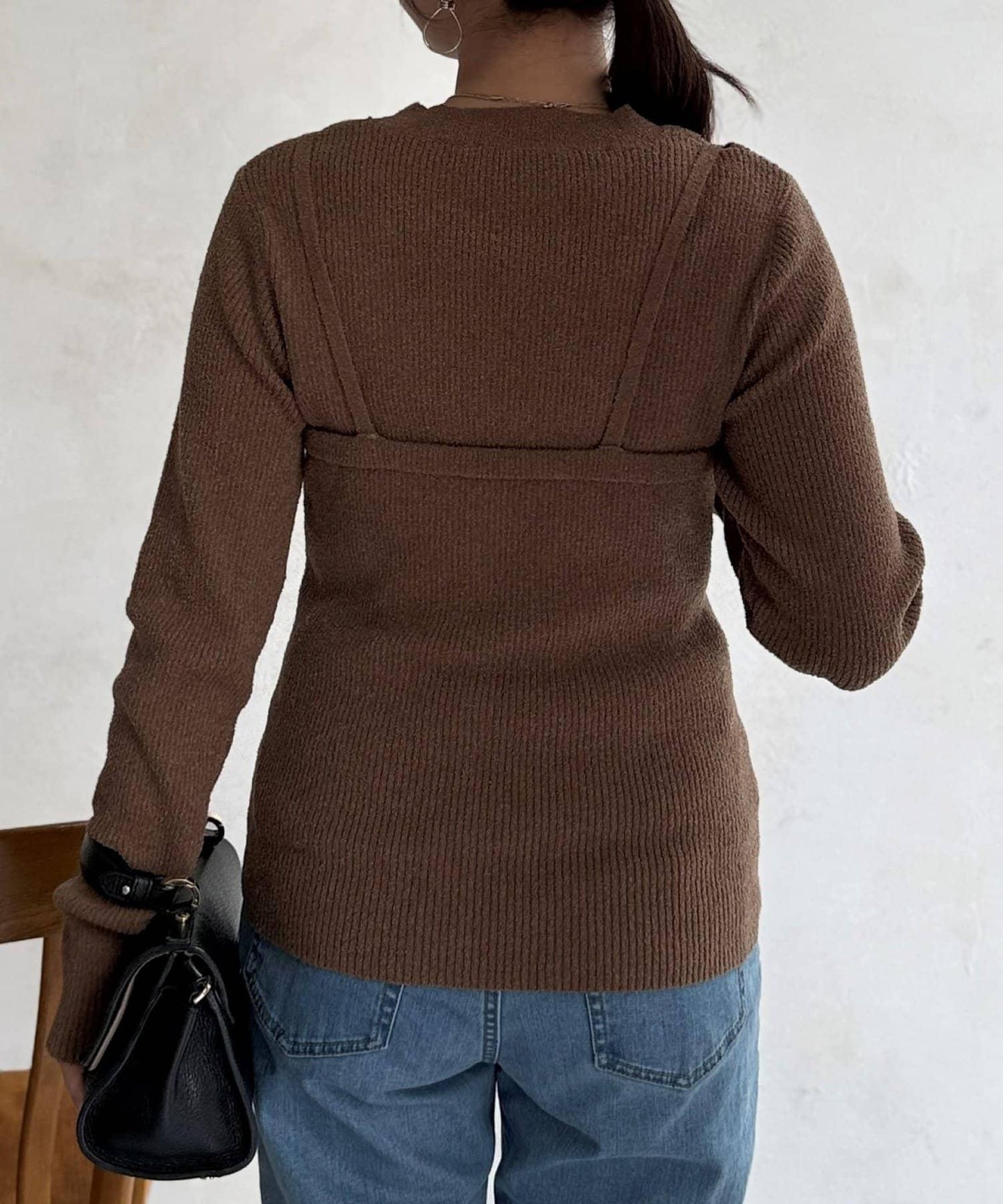 針織套頭衫×針織背心套裝