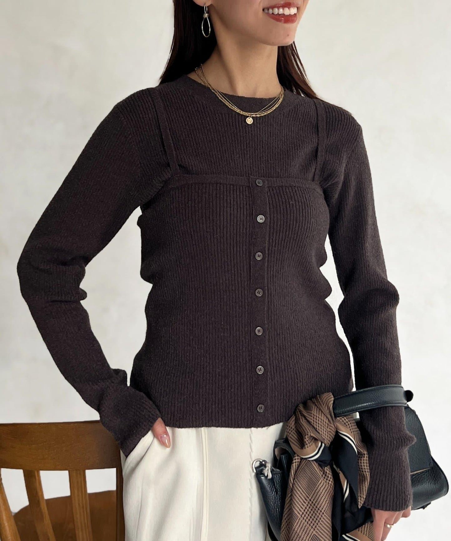 針織套頭衫×針織背心套裝