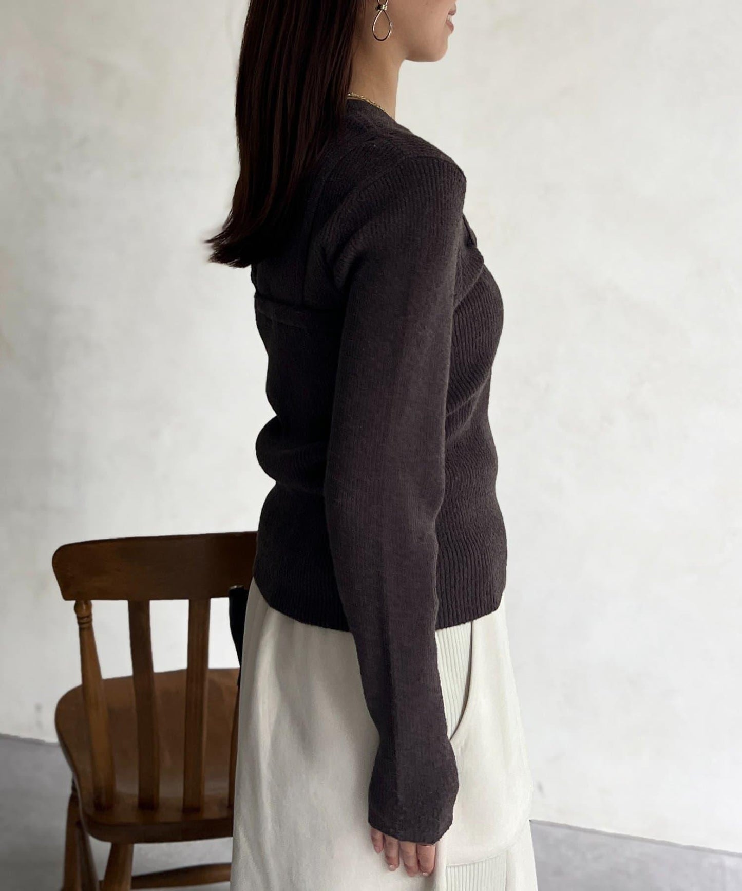 針織套頭衫×針織背心套裝