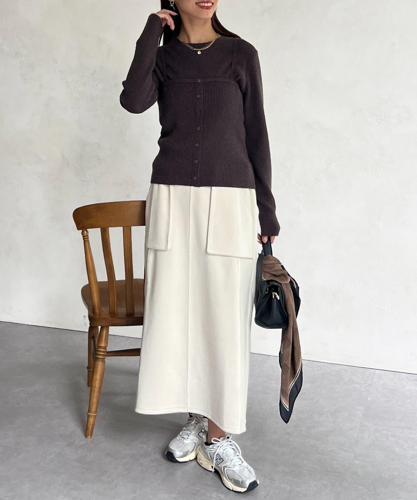 針織套頭衫×針織背心套裝