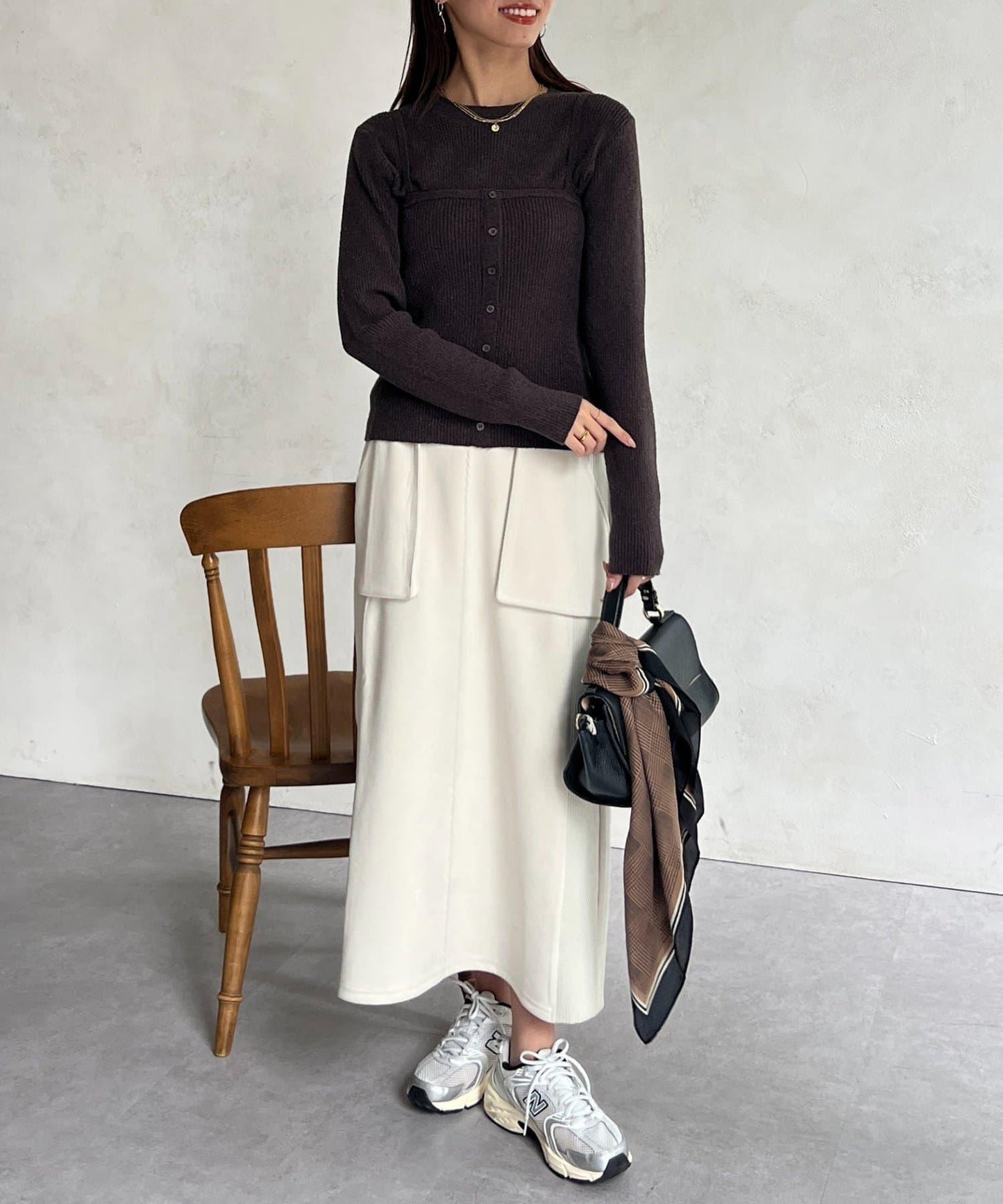 針織套頭衫×針織背心套裝