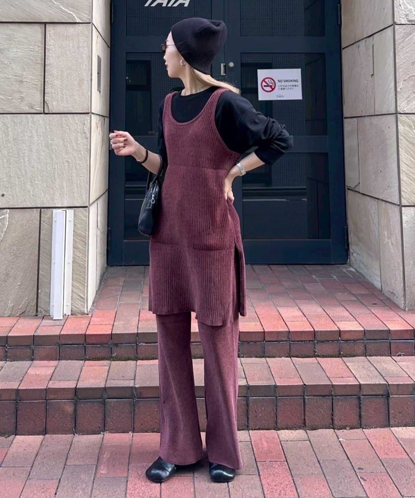 【PON企畫】修身提臀針織喇叭褲