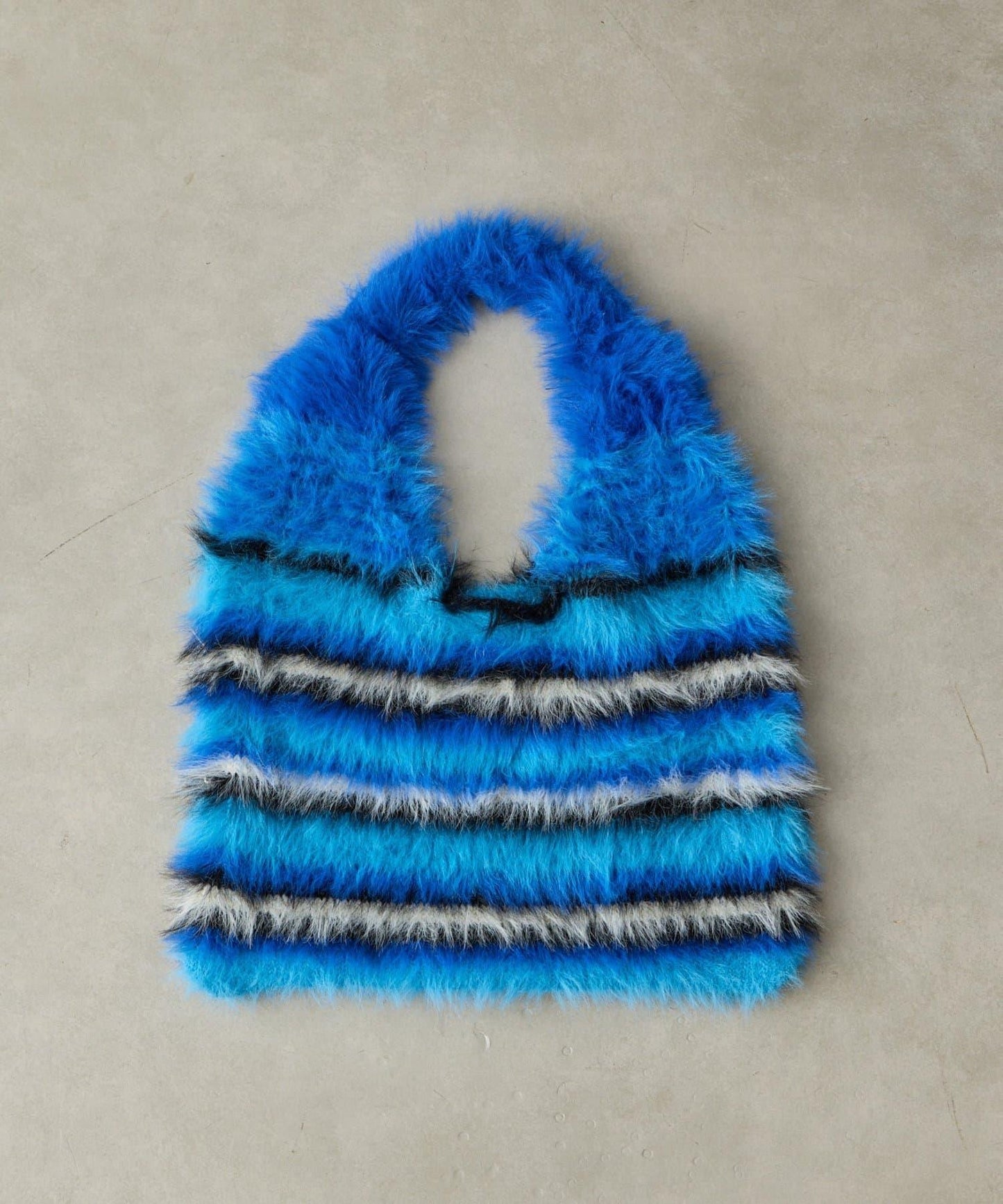 【cache cache カシュカシュ】多色條紋毛絨托特包