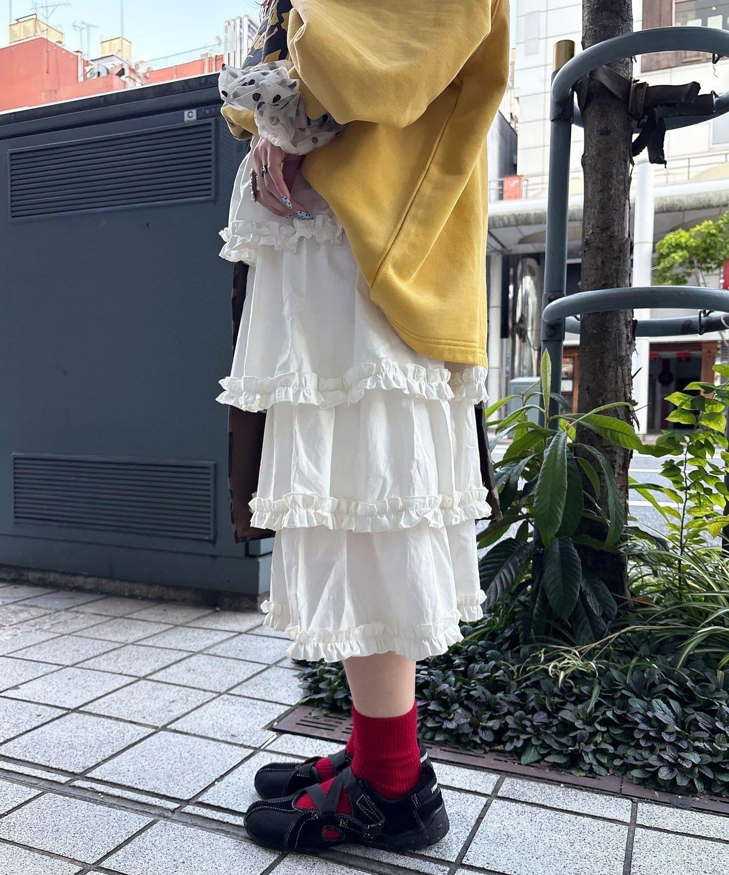 蕾絲拼接迷彩半身裙