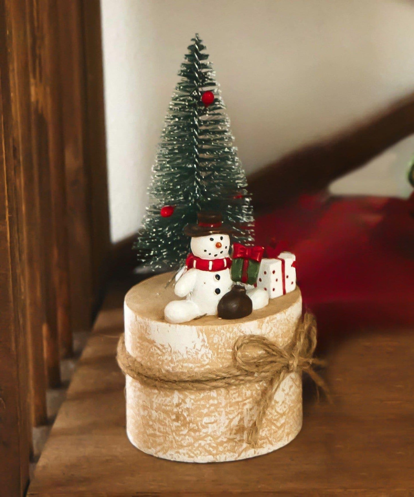 切り株ツリースノーマンオブジェ/クリスマス