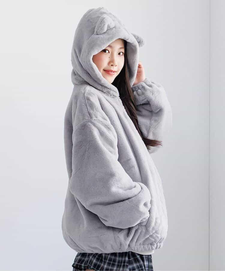 貓耳大號仿皮草外套