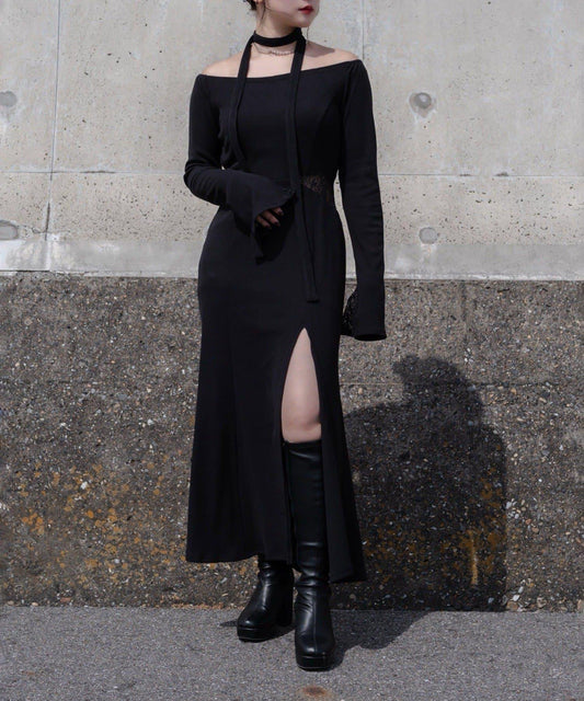 【Mavie..7】【3尺碼可選】高腰蕾絲開叉連衣裙