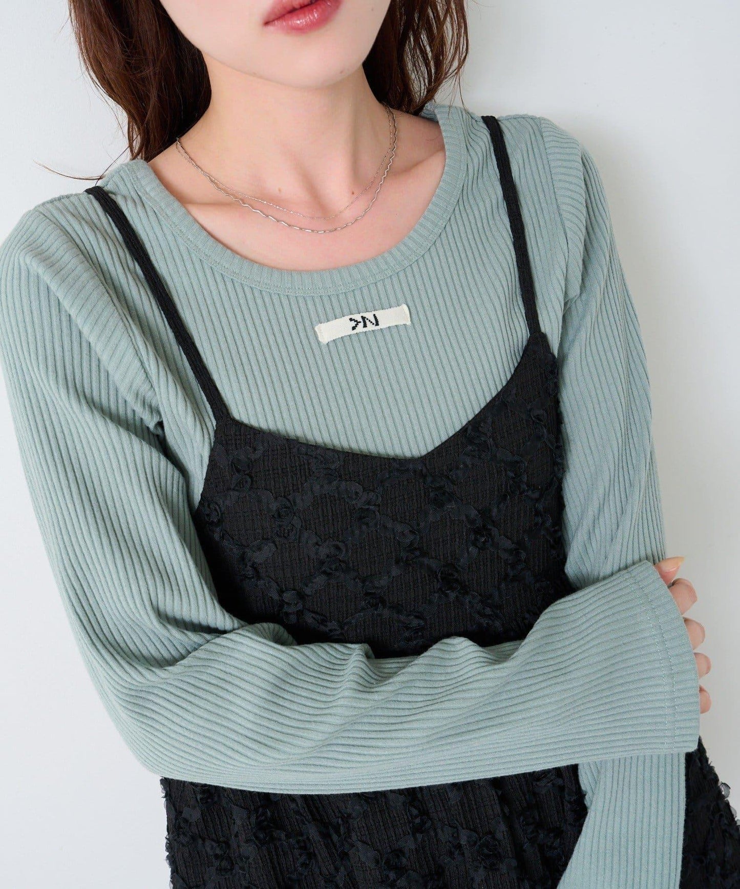 【Kastane】針織標籤長袖T恤