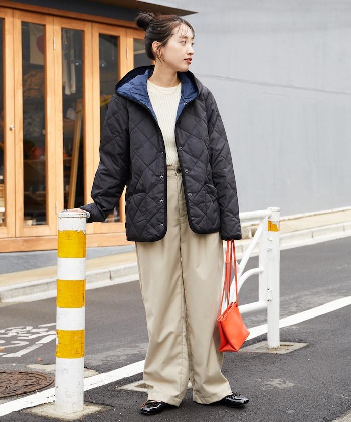 CITY撞色拼接連帽羽絨開衫(羽絨服)