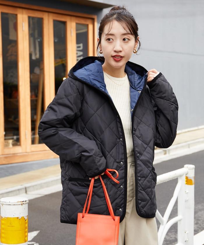 CITY撞色拼接連帽羽絨開衫(羽絨服)