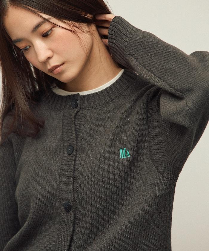 MA簡約刺繡logo圓領針織開衫
