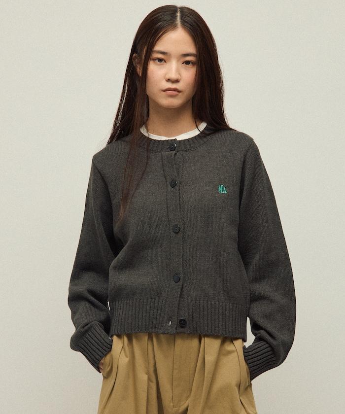 MA簡約刺繡logo圓領針織開衫