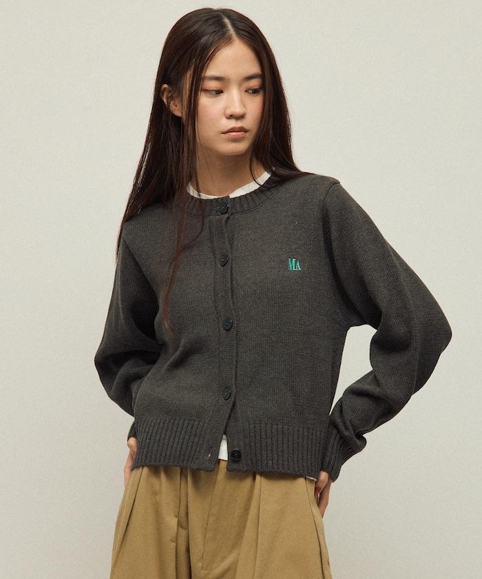 MA簡約刺繡logo圓領針織開衫