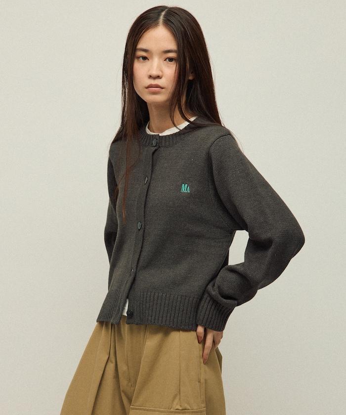MA簡約刺繡logo圓領針織開衫