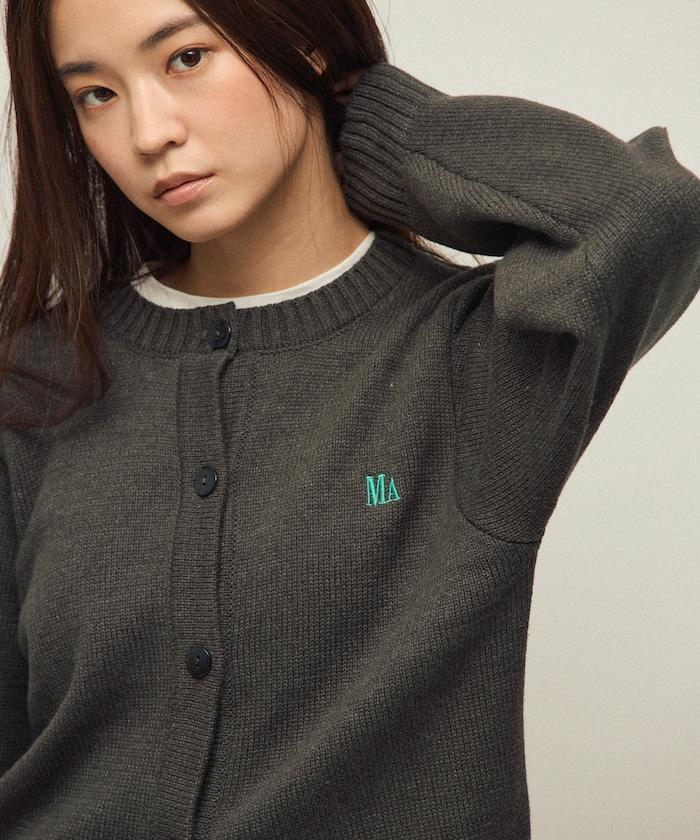 MA簡約刺繡logo圓領針織開衫