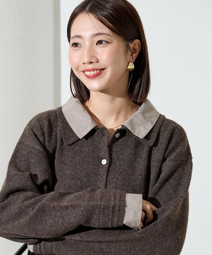 襯衫疊穿風拼接針織開衫